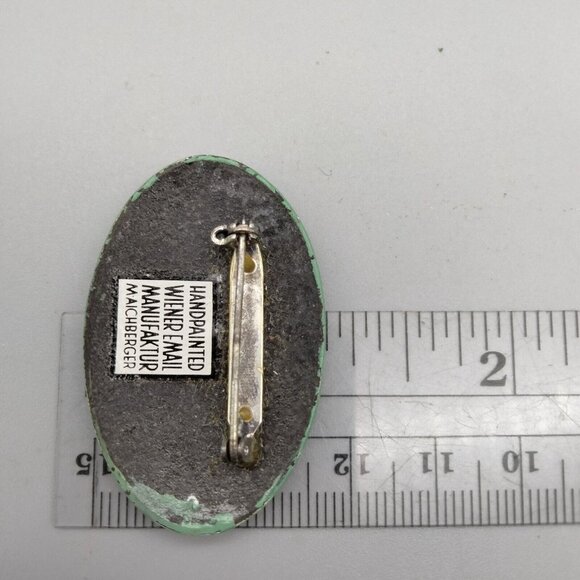 Michaela Frey Austrian Hand Painted Enamel Brooch Email Manufaktur Vintage - Picture 4 of 5